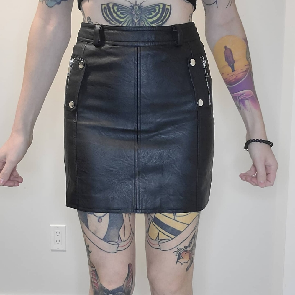 Faux Leather Top Shop  Mini Skirt